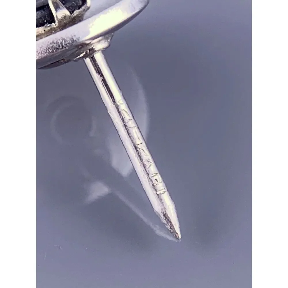 Black Star Sapphire 1/20 12k Gold Filled Tie Tack Pin Silver Round Vintage